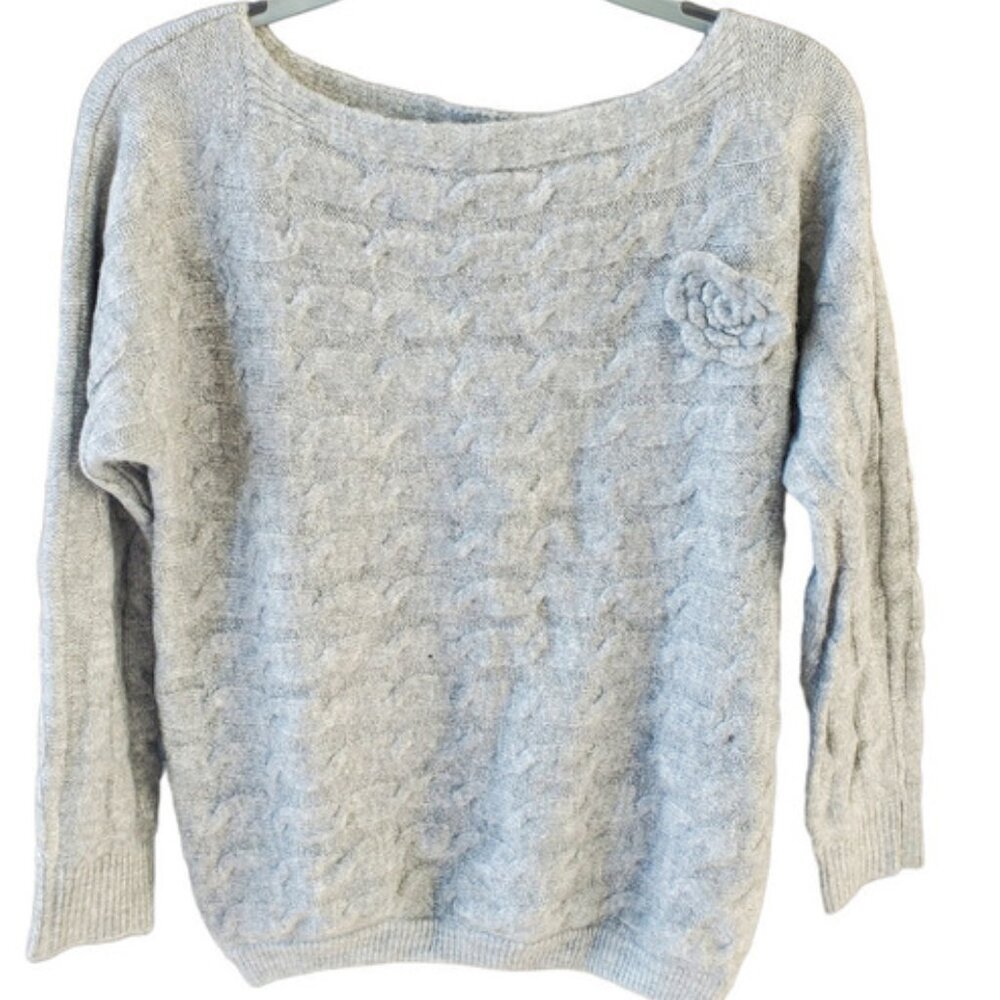 Forever Roses Grey Knit Sweater Size 1X NWT